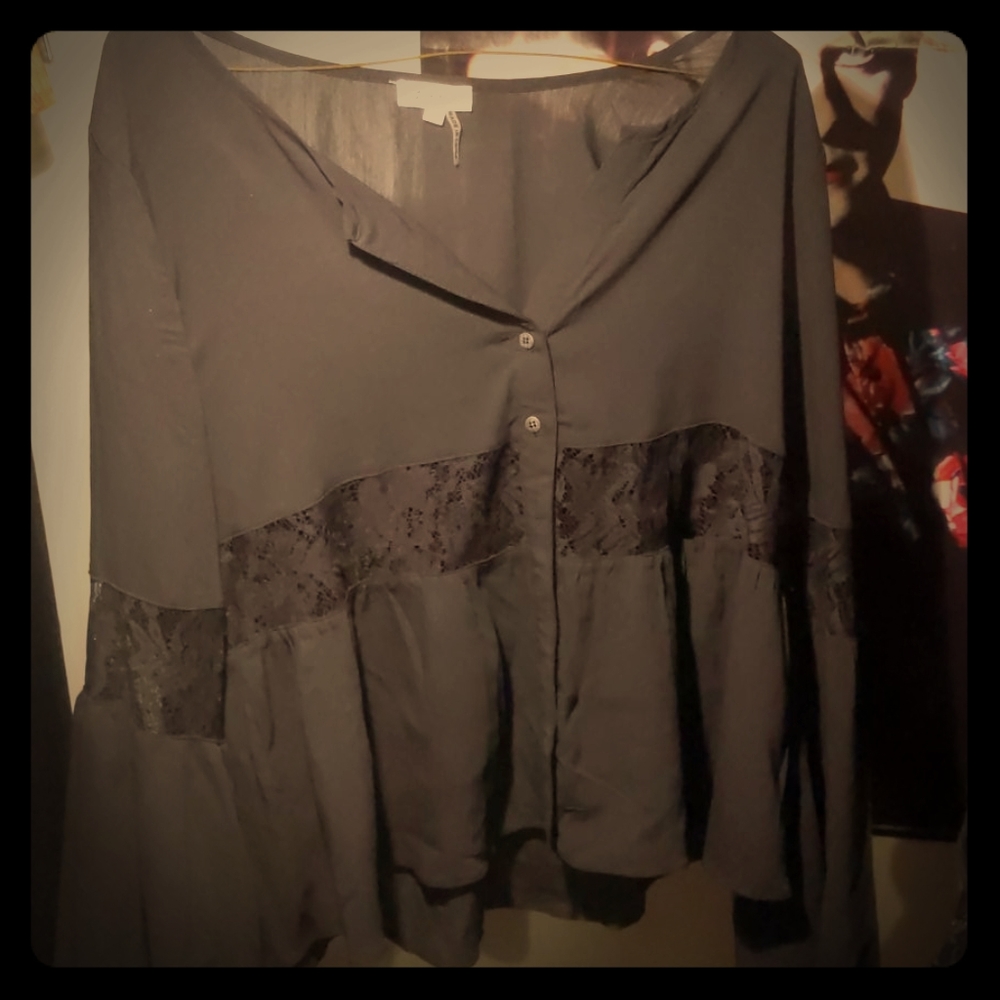 LoveRiche Floral Window Peasant Blouse